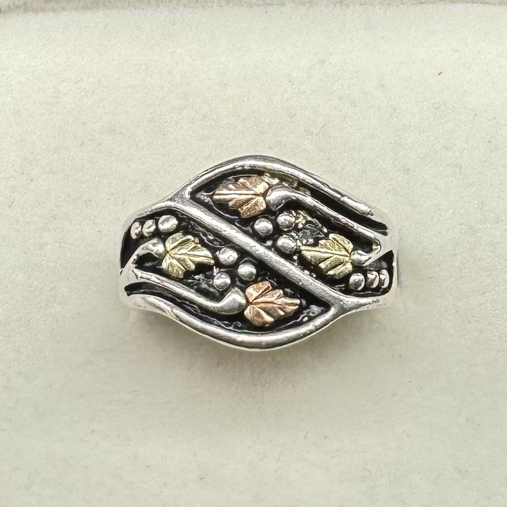 BLACK HILLS GOLD Vintage 12K Yellow Rose Gold 925 Sterling Silver Ring Size 5